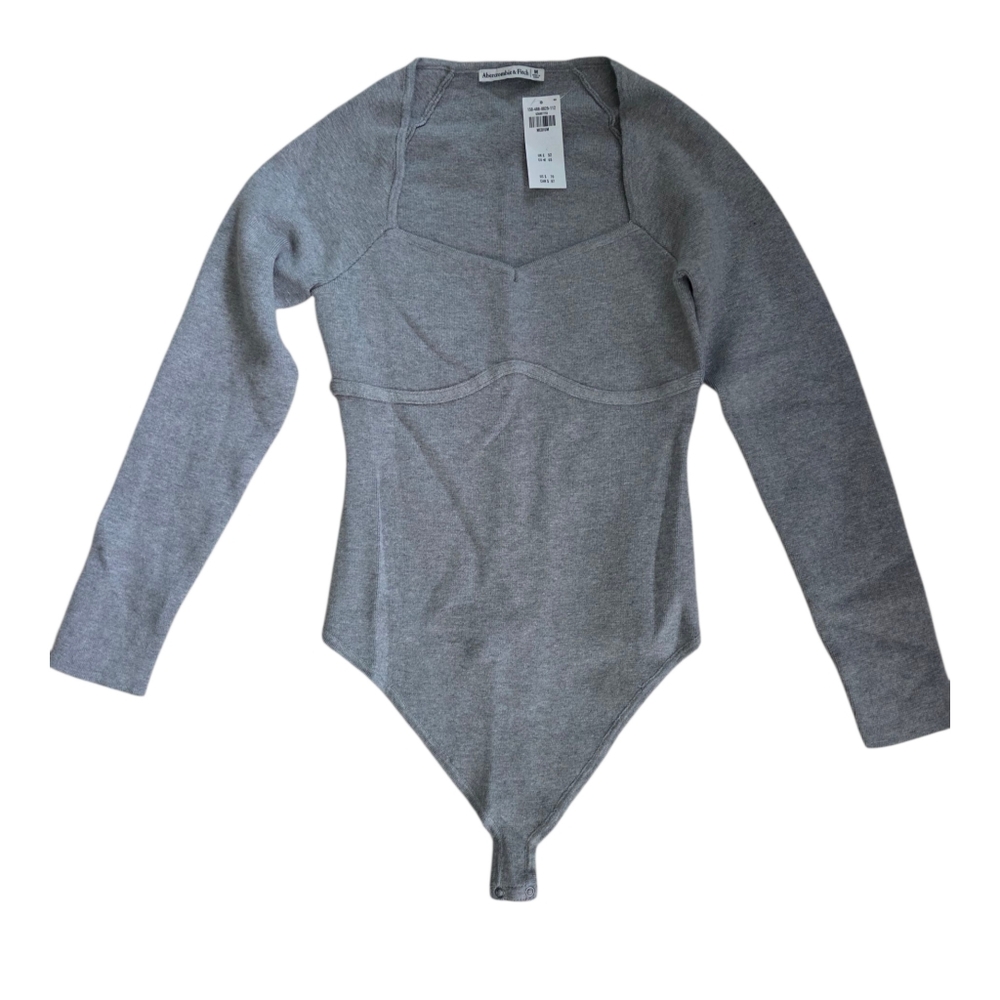 Abercrombie & Fitch  Long Sleeve Sweetheart Sweater Bodysuit Gray Size Medium